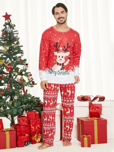 Matching Family Christmas Pajamas Sets Cute Deer Print Boys Girls Sleepwear Holiday Pjs for Women and Men in Saudi Arabia