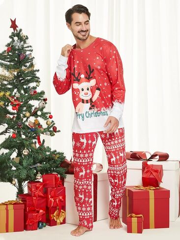 Matching Family Christmas Pajamas Sets Cute Deer Print Boys Girls Sleepwear Holiday Pjs for Women and Men in Saudi Arabia
