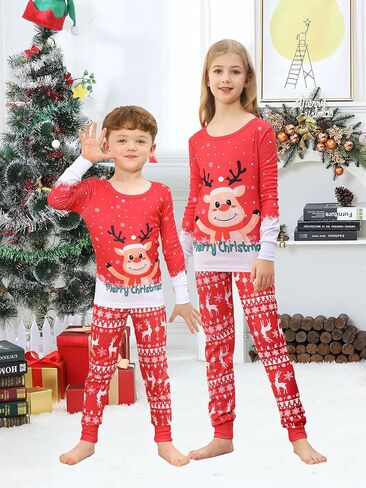 Matching Family Christmas Pajamas Sets Cute Deer Print Boys Girls Sleepwear Holiday Pjs for Women and Men in Saudi Arabia