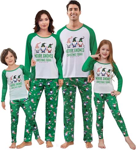 Matching Family Christmas Pajamas Set Cute Gnomes Squad and Letter Printed Sleepwear Holiday Loungewear Pjs in Saudi Arabia