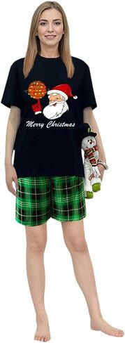 Short Top And Shorts Set Christmas Matching Pajamas Set in Saudi Arabia