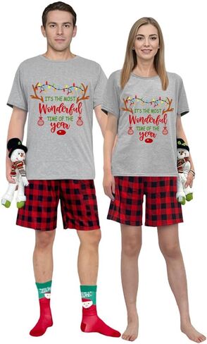 Short Top And Shorts Set Christmas Matching Pajamas Set in Saudi Arabia