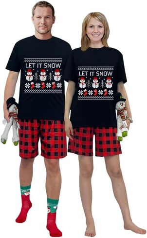 Short Top And Shorts Set Christmas Matching Pajamas Set in Saudi Arabia