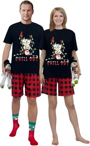 Short Top And Shorts Set Christmas Matching Pajamas Set in Saudi Arabia