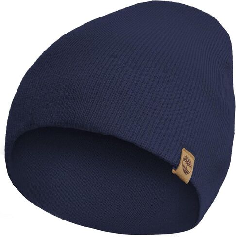 Timberland Men’s Ribbed Pull-On No Cuff Beanie - Soft Rib Knit Winter Hat, Stretch Fit, Warm Classic Look, Suede Logo Clip in Saudi Arabia