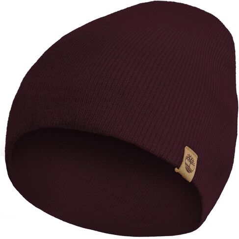 Timberland Men’s Ribbed Pull-On No Cuff Beanie - Soft Rib Knit Winter Hat, Stretch Fit, Warm Classic Look, Suede Logo Clip in Saudi Arabia