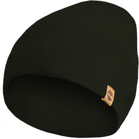 Timberland Men’s Ribbed Pull-On No Cuff Beanie - Soft Rib Knit Winter Hat, Stretch Fit, Warm Classic Look, Suede Logo Clip in Saudi Arabia
