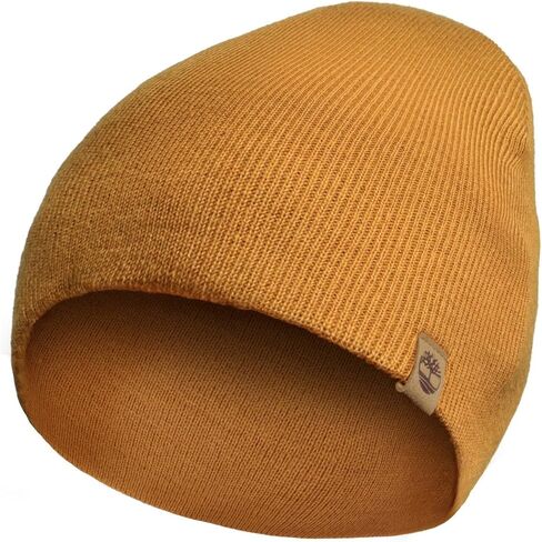 Timberland Men’s Ribbed Pull-On No Cuff Beanie - Soft Rib Knit Winter Hat, Stretch Fit, Warm Classic Look, Suede Logo Clip in Saudi Arabia