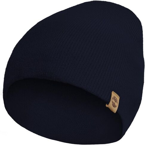 Timberland Men’s Ribbed Pull-On No Cuff Beanie - Soft Rib Knit Winter Hat, Stretch Fit, Warm Classic Look, Suede Logo Clip in Saudi Arabia