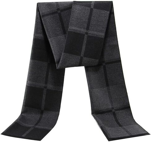 Cashmere Feel Scarf for Men, Soft Warm Winter Scarves, Modern Minimalist Long Plaid (70 x 12 Inch) in Saudi Arabia