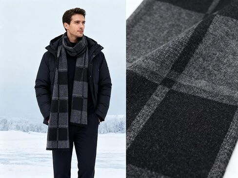 Cashmere Feel Scarf for Men, Soft Warm Winter Scarves, Modern Minimalist Long Plaid (70 x 12 Inch) in Saudi Arabia