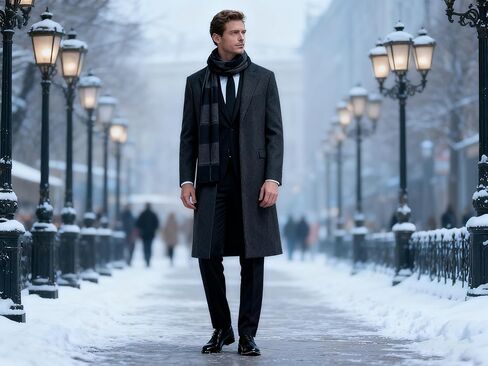 Cashmere Feel Scarf for Men, Soft Warm Winter Scarves, Modern Minimalist Long Plaid (70 x 12 Inch) in Saudi Arabia