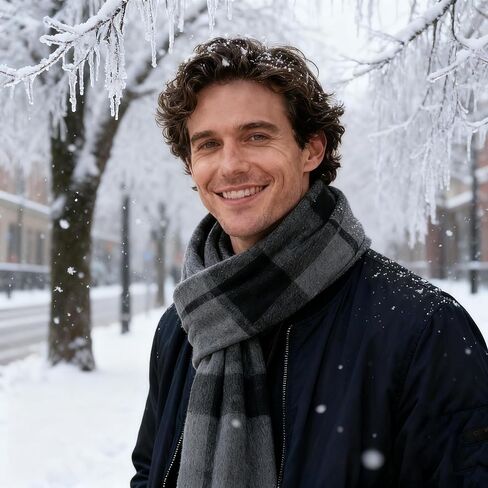 Cashmere Feel Scarf for Men, Soft Warm Winter Scarves, Modern Minimalist Long Plaid (70 x 12 Inch) in Saudi Arabia