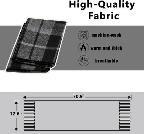 Cashmere Feel Scarf for Men, Soft Warm Winter Scarves, Modern Minimalist Long Plaid (70 x 12 Inch) in Saudi Arabia