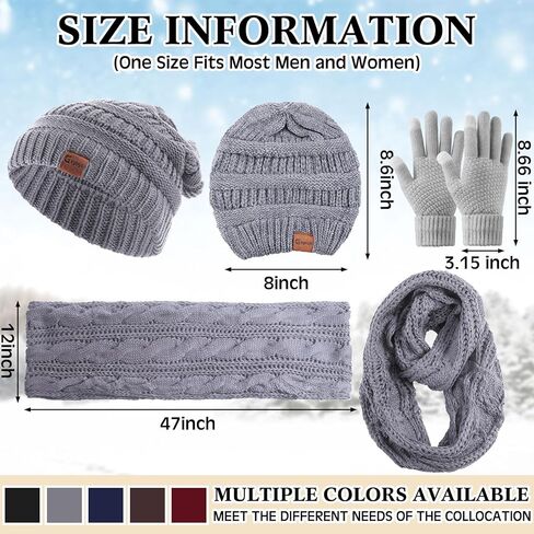 Geyoga 15 Pcs Winter Hat Gloves Scarf Set for Men Women Winter Beanie Hats Knitted Cap Neck Warmer Scarf Touchscreen Warm Gloves for Cold Weather Outdoor in Saudi Arabia