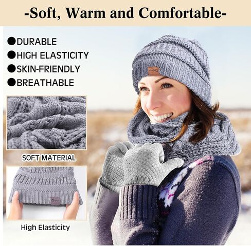 Geyoga 15 Pcs Winter Hat Gloves Scarf Set for Men Women Winter Beanie Hats Knitted Cap Neck Warmer Scarf Touchscreen Warm Gloves for Cold Weather Outdoor in Saudi Arabia