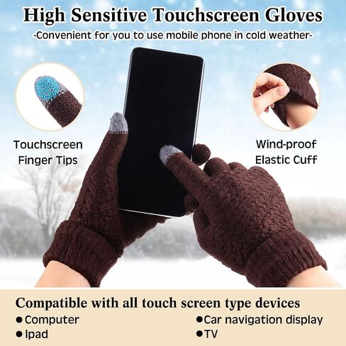 Geyoga 15 Pcs Winter Hat Gloves Scarf Set for Men Women Winter Beanie Hats Knitted Cap Neck Warmer Scarf Touchscreen Warm Gloves for Cold Weather Outdoor in Saudi Arabia