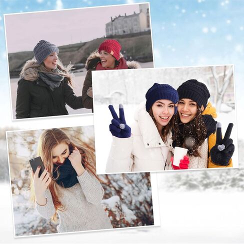 Geyoga 15 Pcs Winter Hat Gloves Scarf Set for Men Women Winter Beanie Hats Knitted Cap Neck Warmer Scarf Touchscreen Warm Gloves for Cold Weather Outdoor in Saudi Arabia
