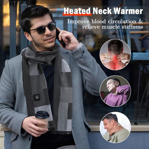 وشاح تسخين WIOR للنساء والرجال، وسادة حرارية للرقبة مع بطارية 5000 مللي أمبير في الساعة، 3 مستويات لتدفئة الرقبة USB وشاح تسخين كهربائي للرقبة لفافة الشتاء هدايا عيد الميلاد لتخفيف الألم والتزلج والمشي لمسافات طويلة in Kuwait
