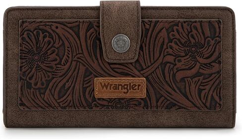 Montana West X Wrangler Large Womens Wallet Western Tooling Flower Wallets, Card Cases & Money Organizers Bifold Card Cash Phone Wallet Ladies Female Travel Clutch Wallets with RFID Lining in Saudi Arabia