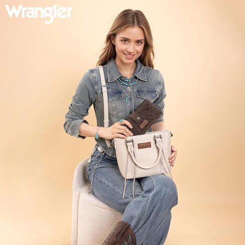Montana West X Wrangler Large Womens Wallet Western Tooling Flower Wallets, Card Cases & Money Organizers Bifold Card Cash Phone Wallet Ladies Female Travel Clutch Wallets with RFID Lining in Saudi Arabia
