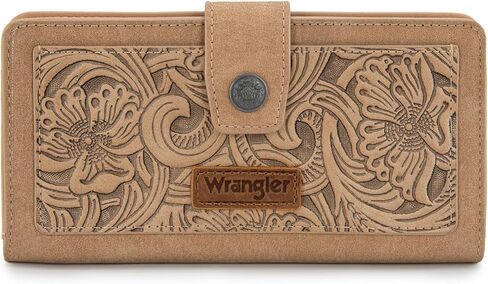 Montana West X Wrangler Large Womens Wallet Western Tooling Flower Wallets, Card Cases & Money Organizers Bifold Card Cash Phone Wallet Ladies Female Travel Clutch Wallets with RFID Lining in Kuwait