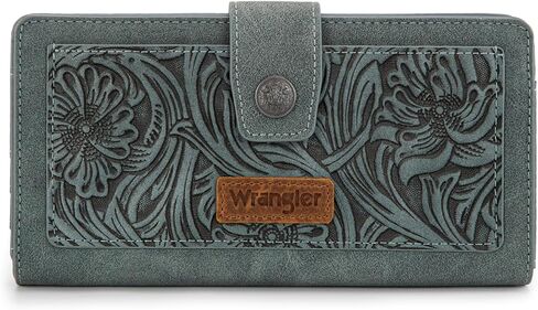 Montana West X Wrangler Large Womens Wallet Western Tooling Flower Wallets, Card Cases & Money Organizers Bifold Card Cash Phone Wallet Ladies Female Travel Clutch Wallets with RFID Lining in Saudi Arabia
