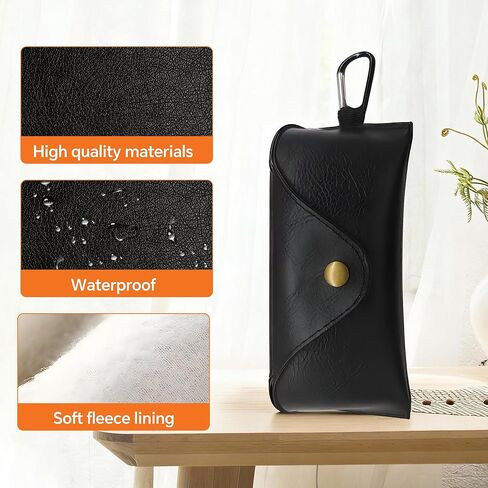 حافظة نظارات Rayjee المحمولة من جلد البولي يوريثان مع مشبك حلقة تسلق، حامل نظارات شمسية ذو هيكل ناعم مع بطانة من الجلد السويدي، حافظة واقية لنظارات السفر الرجعية للرجال والنساء in Kuwait