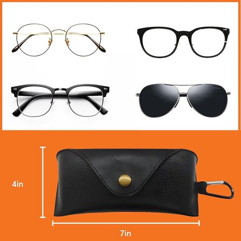 حافظة نظارات Rayjee المحمولة من جلد البولي يوريثان مع مشبك حلقة تسلق، حامل نظارات شمسية ذو هيكل ناعم مع بطانة من الجلد السويدي، حافظة واقية لنظارات السفر الرجعية للرجال والنساء in Kuwait