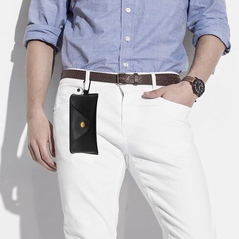 حافظة نظارات Rayjee المحمولة من جلد البولي يوريثان مع مشبك حلقة تسلق، حامل نظارات شمسية ذو هيكل ناعم مع بطانة من الجلد السويدي، حافظة واقية لنظارات السفر الرجعية للرجال والنساء in Kuwait