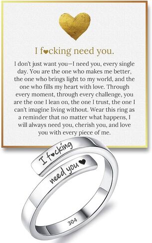 أنا F♡cking Need You Ring من Hope Rings - 304 حلقات من الفولاذ المقاوم للصدأ لها - أزواج قابلة للتعديل مع صندوق هدايا وبطاقة رسالة - مجوهرات خالية من التشويه - هدية رومانسية لصديقتك أو صديقها in Kuwait