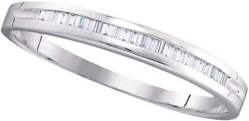 10kt White Gold Womens Baguette Diamond Wedding Anniversary Band 1/6 Cttw (I2-I3 clarity; H-I color) in Saudi Arabia