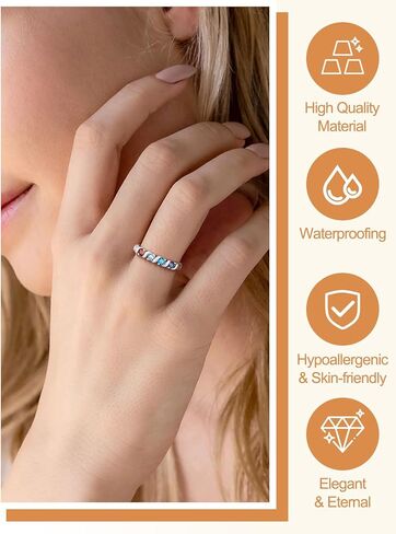 Custom4U خاتم الأمهات شخصية مع 1-5 أسماء جوهرة محفورة 925 الفضة الاسترليني / 14K الذهب الأبيض مطلي خواتم جوهرة للنساء وعد خاتم عيد ميلاد هدايا مجوهرات لأمي الجدة زوجة in Kuwait
