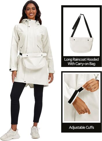 PITINAN Rain Coats For Women Waterproof Rain Jacket Hooded With Convertible Bag Windbreaker Trench Coat S-XXL in Saudi Arabia