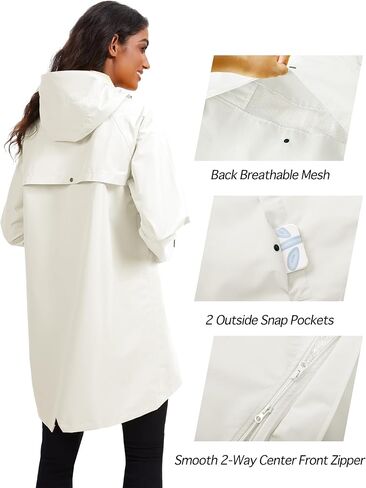 PITINAN Rain Coats For Women Waterproof Rain Jacket Hooded With Convertible Bag Windbreaker Trench Coat S-XXL in Saudi Arabia