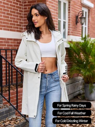 PITINAN Rain Coats For Women Waterproof Rain Jacket Hooded With Convertible Bag Windbreaker Trench Coat S-XXL in Saudi Arabia