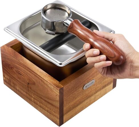 صندوق دق الجوز يُسمى صندوق دق القهوة مصنوع من الخشب القوي وصندوق طحن من الفولاذ المقاوم للصدأ سهل التنظيف، صندوق تفريغ الإسبريسو، تجنب تناثر بقايا القهوة in Kuwait