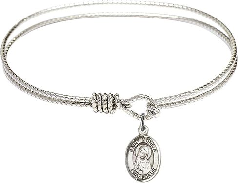 Oval Eye Hook Bangle Bracelet w/St. Monica in Sterling Silver in Saudi Arabia