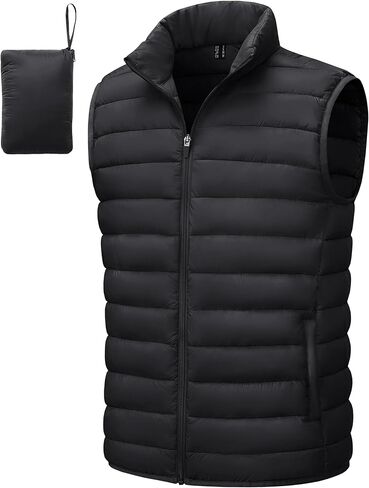TACVASEN Men's Lightweight Packable Puffer Vest Outerwear Winter Water Resistant Sleeveless Jacket for Outdoor Golf Work in Kuwait