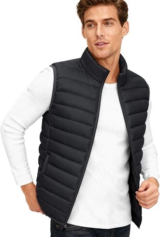 TACVASEN Men's Lightweight Packable Puffer Vest Outerwear Winter Water Resistant Sleeveless Jacket for Outdoor Golf Work in Kuwait