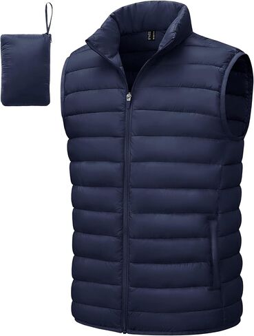 TACVASEN Men's Lightweight Packable Puffer Vest Outerwear Winter Water Resistant Sleeveless Jacket for Outdoor Golf Work in Kuwait