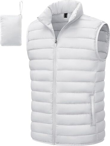 TACVASEN Men's Lightweight Packable Puffer Vest Outerwear Winter Water Resistant Sleeveless Jacket for Outdoor Golf Work in Kuwait
