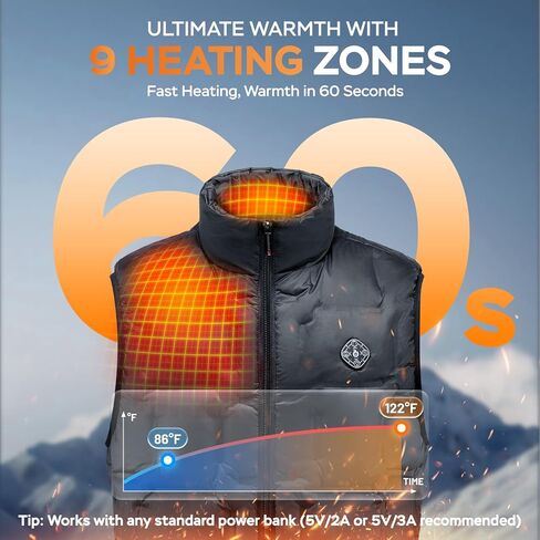 Heated Vest for Men, Electric Heating Sleeveless Jacket, Thermal Winter Rechargeable Coat, Battery Not Included in Saudi Arabia