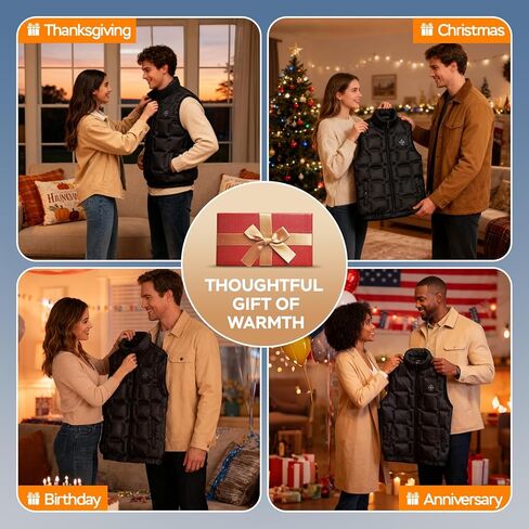 Heated Vest for Men, Electric Heating Sleeveless Jacket, Thermal Winter Rechargeable Coat, Battery Not Included in Saudi Arabia