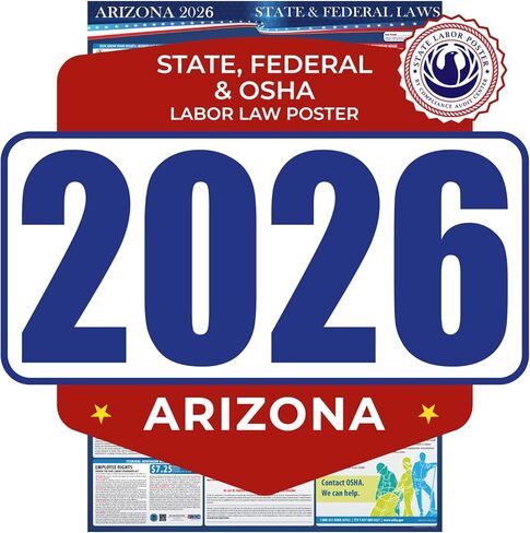 2025 Arizona State and Federal Labor Law Poster - English Spanish Combo - OSHA Workplace Compliant - Mandatory Regulations Posting for Employees - All in One Required Compliance Posting 16" x 40" - Laminated (English Spanish Combo) in Kuwait