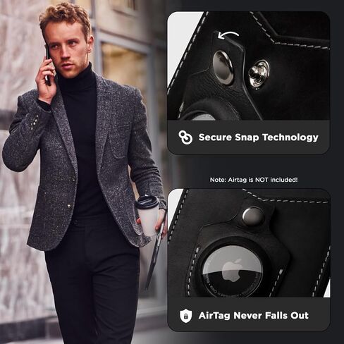 محفظة SERMAN BRANDS AirTag - محفظة RFID للرجال ذات مشبك نقود بسيط لعلامة Airtag - جلد محبب بالكامل - نحيف ثنائي الطي. جيب أمامي لمحافظ Air tag للرجال. هدية (تكساس براون إير) in Kuwait