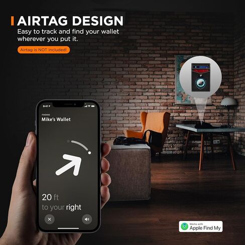 محفظة SERMAN BRANDS AirTag - محفظة RFID للرجال ذات مشبك نقود بسيط لعلامة Airtag - جلد محبب بالكامل - نحيف ثنائي الطي. جيب أمامي لمحافظ Air tag للرجال. هدية (تكساس براون إير) in Kuwait