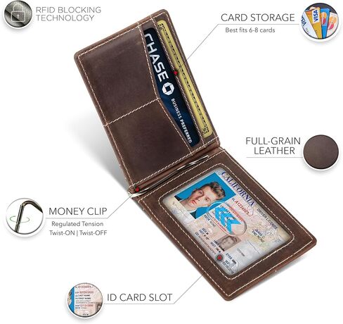 محفظة SERMAN BRANDS AirTag - محفظة RFID للرجال ذات مشبك نقود بسيط لعلامة Airtag - جلد محبب بالكامل - نحيف ثنائي الطي. جيب أمامي لمحافظ Air tag للرجال. هدية (تكساس براون إير) in Kuwait