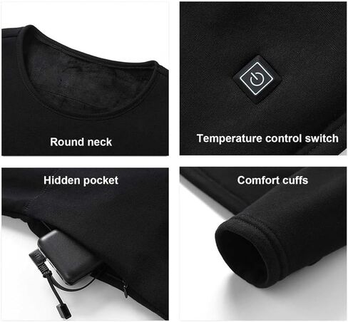 USB Electric Heated Underwear Shirt with Power Bank 16 Heating Zones Thermal Heated Top for Women USB Heating in Saudi Arabia