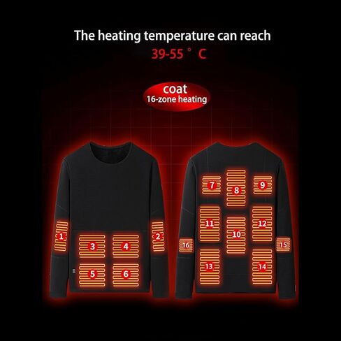 USB Electric Heated Underwear Shirt with Power Bank 16 Heating Zones Thermal Heated Top for Women USB Heating in Saudi Arabia